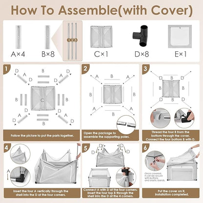 EHEYCIGA 42x42x26 Inches Puppy Playpen for Dogs & Cats Indoor or Outdoor - Dog Play Pen with Door, Dog Fence for Small Pets with Heavy-Duty Oxford & Steel Frame, with Cover