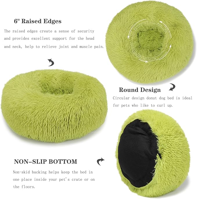 Small Dog Bed Calming Dogs Bed for Small Dogs Anti-Anxiety Puppy Bed Machine Washable Fluffy Luxury Anti-Slip Waterproof Mute Base Warming Cozy Soft Pet Round Bed