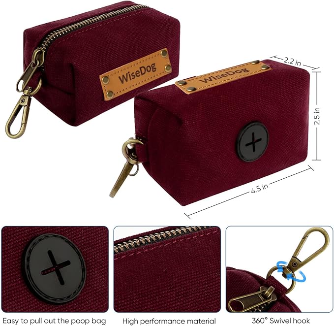 Wisedog Dog Collar and Leash Set, Waterproof Adjustable Puppy Collars with Cute Tag 6FT Dog Leash with Poop Bag for Small Medium Large Dogs (S, Burgundy)