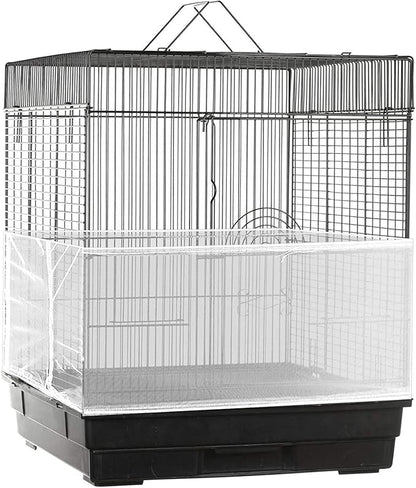ISMARTEN Bird Cage Seed Catcher Mesh Skirt Cover, White, Foldable, 59-98 in Circumference, 13 in Height, Prevent Scatter and Mess