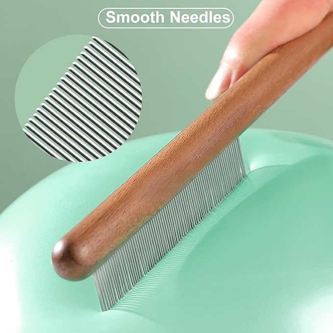 6 Pack Cat Comb, Solid Wood Pet Comb with Rounded and Smooth Ends Stainless Steel Teeth for Cat Dog, Rabbit Hair Comb, Flea Lice Comb for Removes Tangles and Knots