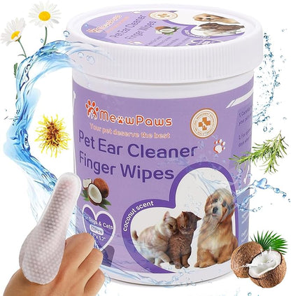 Dog Teeth Cleaning Wipes and Ear Wipes 240 Counts Gift Packaging, Pet Dental Finger Wipes for Dogs and Pet Ear Cleaner Finger Wipes, Gently Remove Ear Wax and Reduces Plaque, Freshen Breath