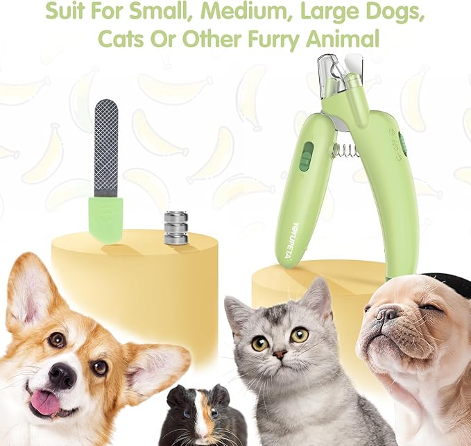 Dog Nail Clippers with LED Light & Nail File  Professional at-Home Pet Grooming Kit, Razor-Sharp Claw Trimmer & Built-in File for Safe, Stress-Free Trimming on Dogs Cats. Green