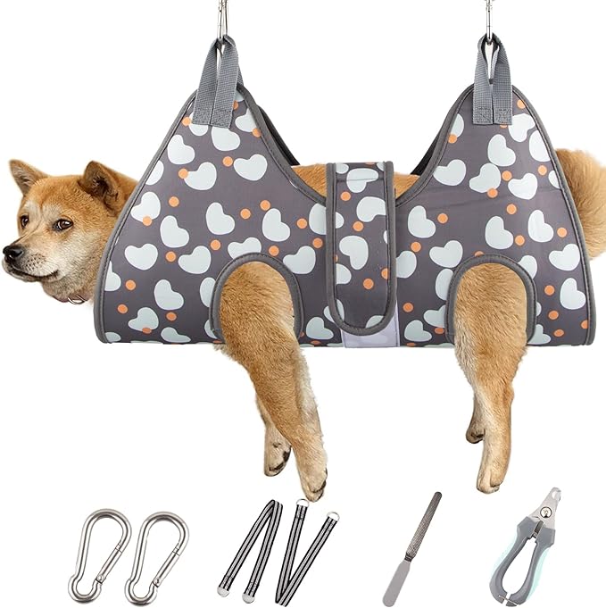 Dog Grooming Hammock with Nail Clippers/Nail Trimmers, Dog Grooming Harness for Nail Trimming, Pet Grooming Sling Helper for XL Large Dogs