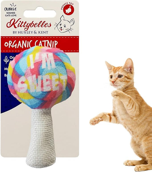 Huxley & Kent Plush Cat Toy - Interactive Catnip Toy for Cats & Kittens - Soft with Crinkle & Catnip - Fun Indoor Play - I'm Sweet Lollipop