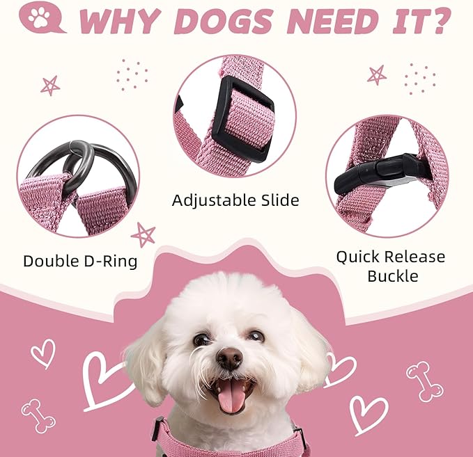 Dog Harness for Large Dogs Rayon Derived from Bamboo 90%, Polyester 10% No Pull Large Dog Harness, Step-in Adjustable Dog Harness for Large Dogs-Pink