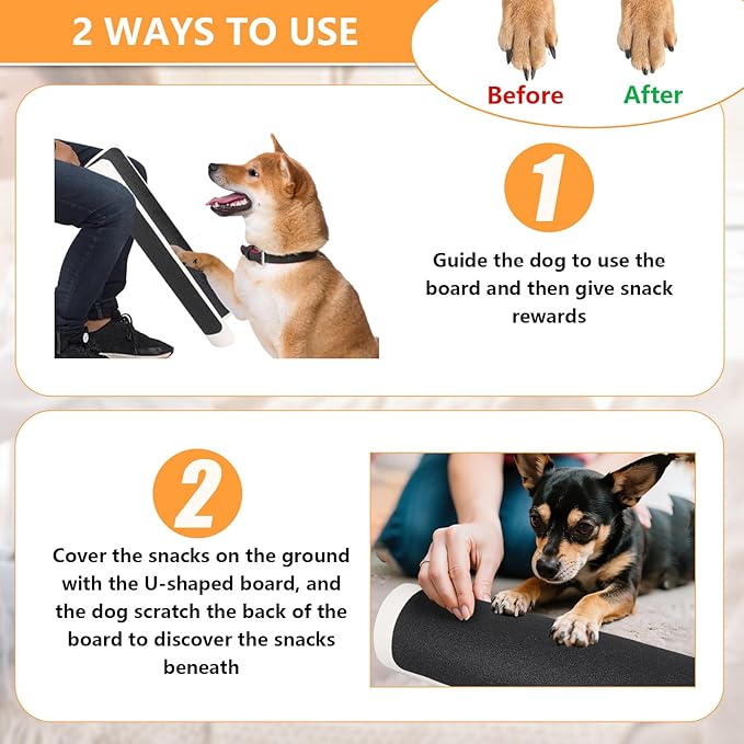 Dog Scratch Pad for Nails, U-Shaped Dog Scratch Board with 4 Sticky Sandpapers, Plastic Durable Dogs Nail File Toy, Shortened Dog_ Side Nails Easily for Small and Medium Dogs, Cats (M)