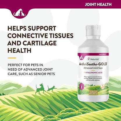 NaturVet ArthriSoothe-Gold Level 3 Advanced Joint Care for Dogs and Cats, 32 oz Liquid, Made in USA