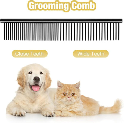 Dog Grooming Scissors Kit with Blunt Tips, 5 in 1 Professional Dog Shears for Grooming, 4CR Stainless Steel Pet Scissors, Black, Suitable for Both Hand