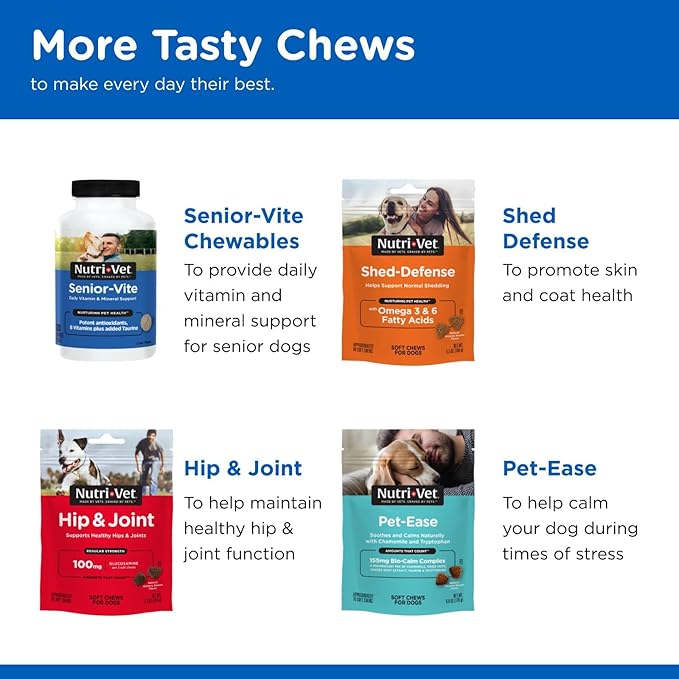 Nutri-Vet Multi-Vite Chewables for Adult Dogs, Daily Dog Vitamins & Minerals, Supports Balanced Diet, Pet Multivitamin, Supports Joint, Immune, and Cardiovascular Health in Canines, 60 Count