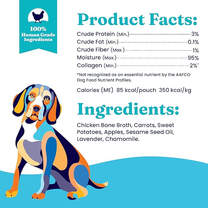 Solid Gold Chicken Bone Broth for Dogs - Grain Free Dog Food Topper Rich in Collagen and Superfoods - Nutrient Dense Dog Gravy Topper for Dry Food - Promotes Gut Health and Hydration - 12 Pack