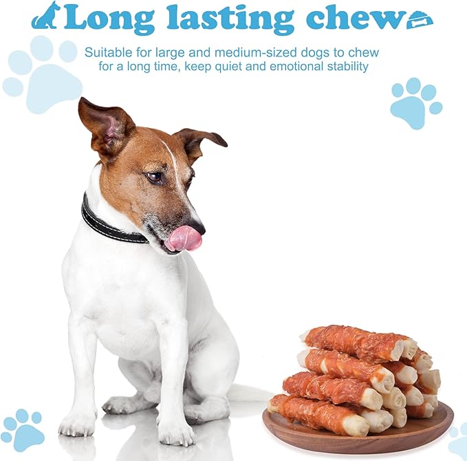 Dog Treats Chicken Wrapped Rawhide Rolls Healthy Dog Chews Long Lasting for Large Dog 1 lb/454g
