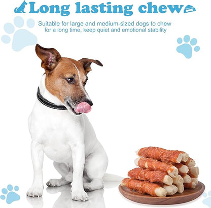 Dog Treats Chicken Wrapped Rawhide Rolls Healthy Dog Chews Long Lasting for Large Dog 1 lb/454g