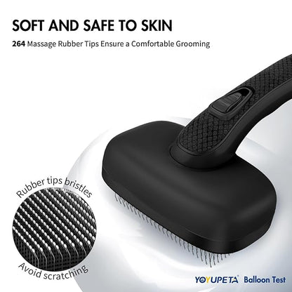Dog Self Cleaning Slicker Brush for Shedding, Ideal for Short Long Haired Dogs, Including Cat. Removes Loose Fur, Undercoat, Mats, Tangled Hair. Suit for Large Medium Small Animal, Black