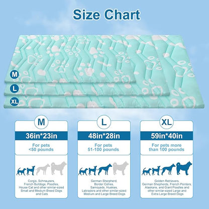 BEAUTYZOO Upgrade Dog Cooling Mat Extra Large, Reversible Self-Cooling Mat for Dogs, Thicken Pet Ice Cool Pad Blanket for Summer Kennel Sofa Bed Floor Car Seat, Machine Washable&Foldable, 36"x23"