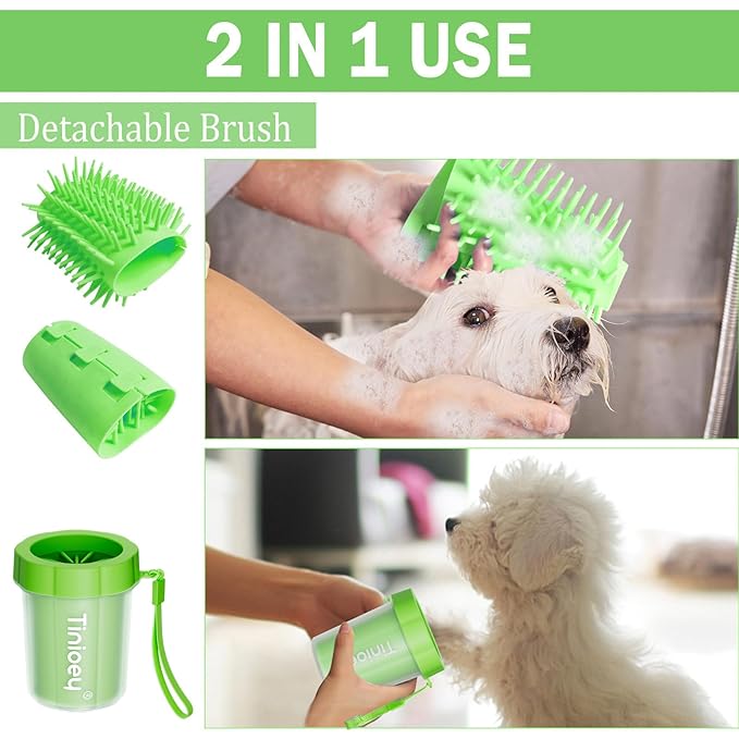Dog Paw Cleaner for Small Dogs (with 3 Absorbent Towels), Dog Paw Washer, Muddy Paw Cleaner, Pet Foot Cleaner (Small, Green)