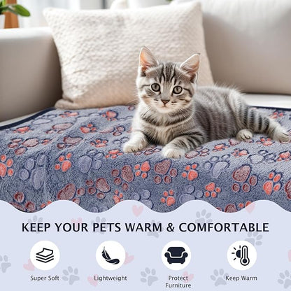 BVAGSS 6 Pack Small Dog Blanket, Super Soft Warm Pet Cover Blankets, Paw Print Puppy Fleece Flannel Blanket for Small Medium Dogs and Cats MW003