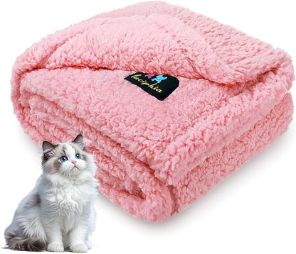 Luciphia Waterproof Pet Blanket for Medium Large Dogs Soft Cat Sherpa Calming Thick Cover Leakproof Cozy Puppy Sofa Bed Car Couch Protector(Pink,30x20 inches)