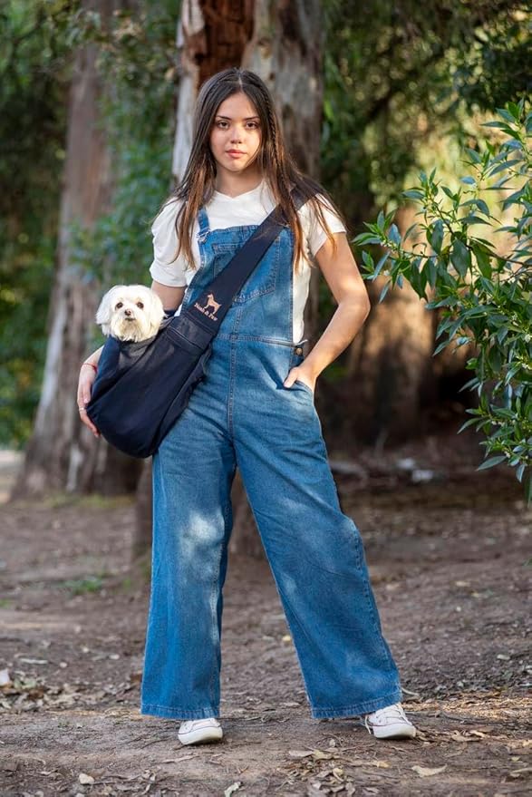 Noah & Paw Dog Sling Carrier for Small Dogs 5-18lb, Dog Sling for Small Dogs and Cats, Dog Carrier with Adjustable Padded Strap, Premium Twill, Lined with Fur, Double Safety Feature, Machine Washable