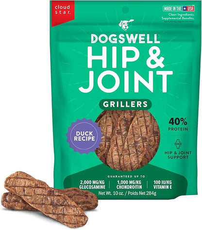 Dogswell Hip and Joint Grain-Free Duck Grillers for Dogs, 10 oz. Bag
