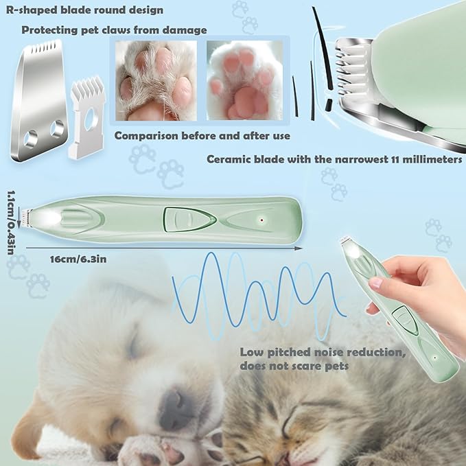 Dog Paw Cleaner Pet Paw Cleaning Kit with 150ml/5.12fl.oz Waterless Foaming Microfiber Towel Feet Balm Cordless Electric Paw Trimmer with LED Light Dog Cat Nail Clippers&Safety Stop