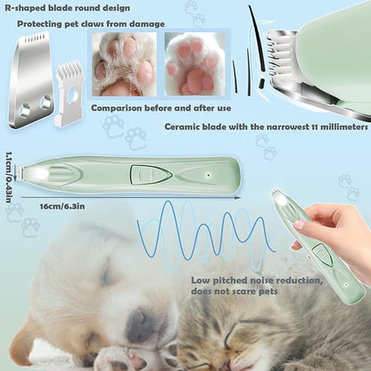 Dog Paw Cleaner Pet Paw Cleaning Kit with 150ml/5.12fl.oz Waterless Foaming Microfiber Towel Feet Balm Cordless Electric Paw Trimmer with LED Light Dog Cat Nail Clippers&Safety Stop
