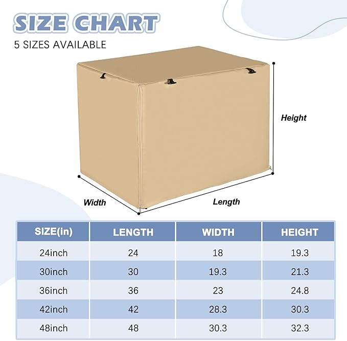 Akinerri Dog Crate Cover - Double Door Waterproof Pet Kennel Cover, Durable 600D Polyester Protective Cage Cover for 24/30/36/42/48 Inch Dog Crate - Beige