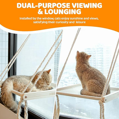 Cat Window Perch, Easy to Assemble Hammock for Window, Indoor/Outdoor Cat Seat/Bed Supports 40 lbs (Drilling-Free), 1 Pack