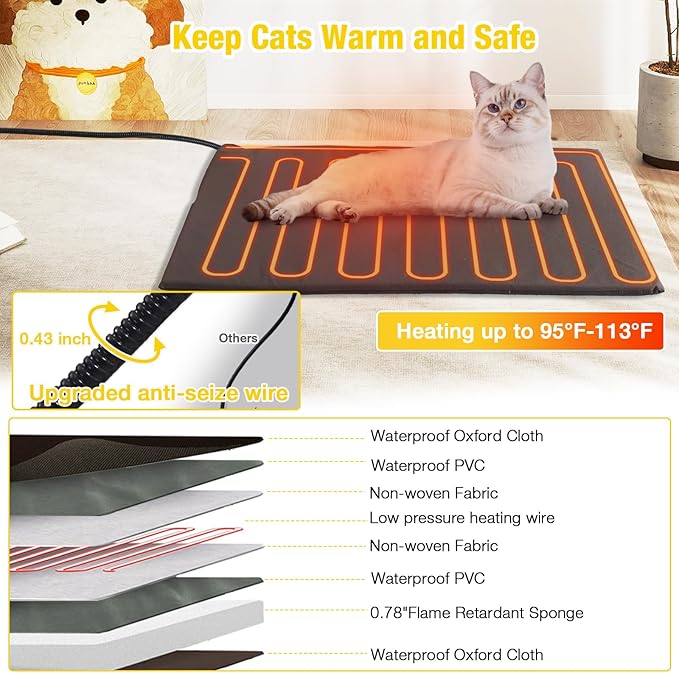 Aivituvin Heated Cat House Outdoor with Insulated Liner Weatherproof Feral Cat Shelter for Winter Outside Small Animal