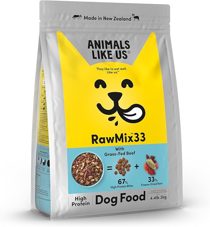 RawMix33 Premium Freeze-Dried Raw Grass-Fed Beef Recipe Dog Food, Protein Rich, Includes Kibble, Non-GMO, No Wheat or Corn, 4.4 lbs