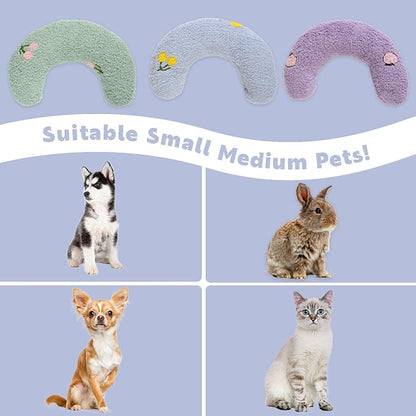 T'CHAQUE Dog Pillow Bed, Cat Calming Pillow, Dog Neck Pillow for Joint Relief Sleeping, Ultra Soft Half Donut Cuddler, Pillow Pet for Upper Spine Support, Doggy/Kitten Pillow Training Toy, BlueFlower
