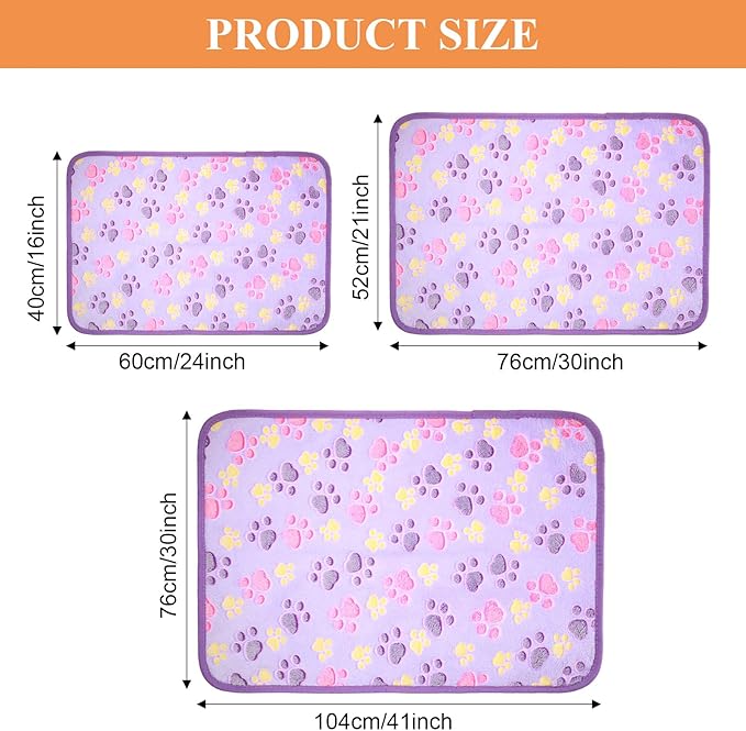 Tatuo 4 Pcs Dog Blanket Pet Puppy Blanket Puppy Teething Toys Paw Print Fleece Blanket for Pet Cat Soft Warm Sleep Mat Guinea Pig Cage Blanket(Medium(30 x 20.5 Inch),White, Coffee, Pink, Purple)
