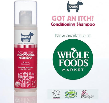 Hownd Got an Itch Soothing & Nourishing 2-in-1 Dog Shampoo and Conditioner for Dry, Flaky, Itchy Skin - Natural Hydrating Vegan Formula for Puppies & Dogs with Sensitive Skin, Rose & Bergamot