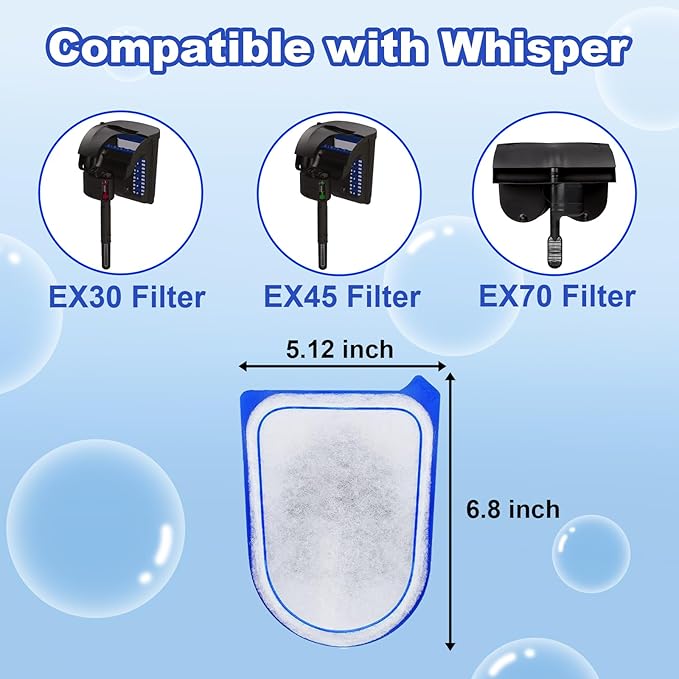 10-Pack Carbon Filter Cartridges Compatible with Tetra Whisper EX30/EX45/EX70 Filters, Replacement Filter Cartridges