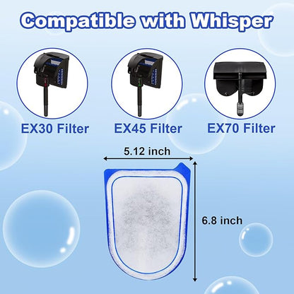10-Pack Carbon Filter Cartridges Compatible with Tetra Whisper EX30/EX45/EX70 Filters, Replacement Filter Cartridges