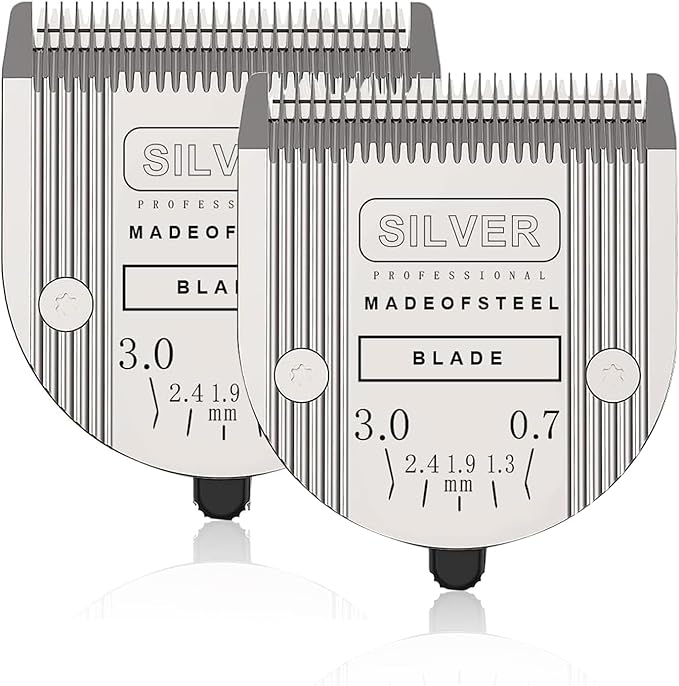 2PC Professional Animal 5 in 1 Adjustable Blade Compatible with WAHL Arco, Bravura, Chromado, Creativa, Figura Dog Clippers for Dogs Grooming -Silver