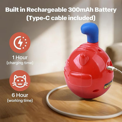 Pet Prime Automatic 360° Random Rotation Cat Laser Toy Rechargeable Interactive Cat Toy for Bored Indoor Cats/Kittens Self Play