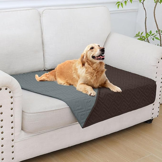 hyha Waterproof Dog Blanket, Soft Pet Bed Blankets, Waterproof Sofa Couch Cover for Dogs Washable, Reversible Pet Couch Covers for Sofa Furniture (30x53 Inch, Chocolate/Dark Grey)