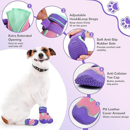 Dog Shoes for Large Small Medium Dogs, Dog Boots & Paw Protectors Breathable Dog Booties for Outdoor Hiking, Camping, Walking, Hardwood Floors Size 2
