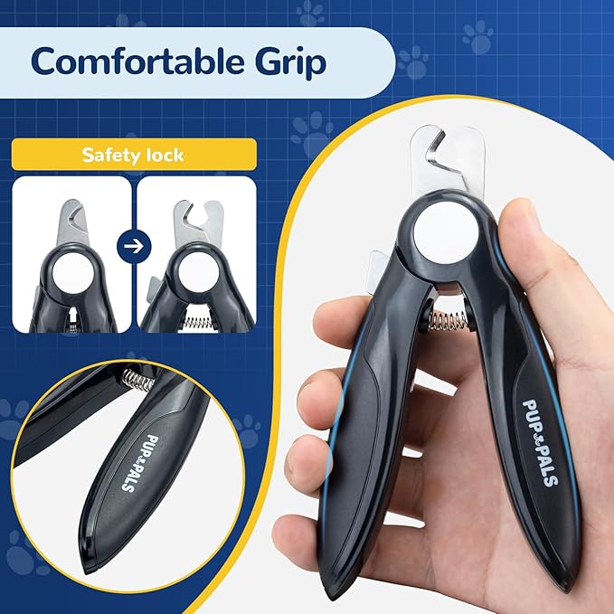 PUP&PALS Large/Medium Dog Nail Clipper with Sharp Stainless Steel Blade, Anti-Slip Grip and Heavy Duty Design Dog Nail Trimmersï¼_asy Cutting for Thick Claws and Toenails