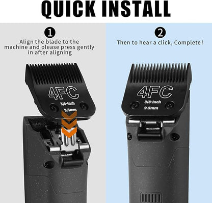 3 Pack 4FC Detachable Dog Grooming Steel Blades,Compatible with Andis,Oster A5,Wahl KM-10 Series,Cut Length 3/8" 9.5MM ï¼_lackï¼