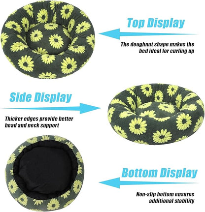 HYQ Small Dog Bed, Cat Beds for Indoor Cats, Dog Beds for Small Dogs with Anti-Slip Bottom, Cute Puppy Bed Washable-Yellow-20inch