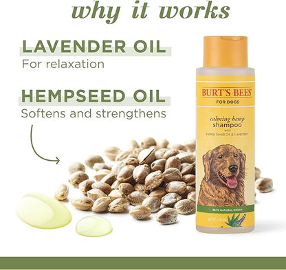 Burt's Bees for Pets Calming Dog Shampoo With Hemp Seed Oil and Lavender - 95% Natural Origin Formula, Gentle and Best for Dogs, 16 oz