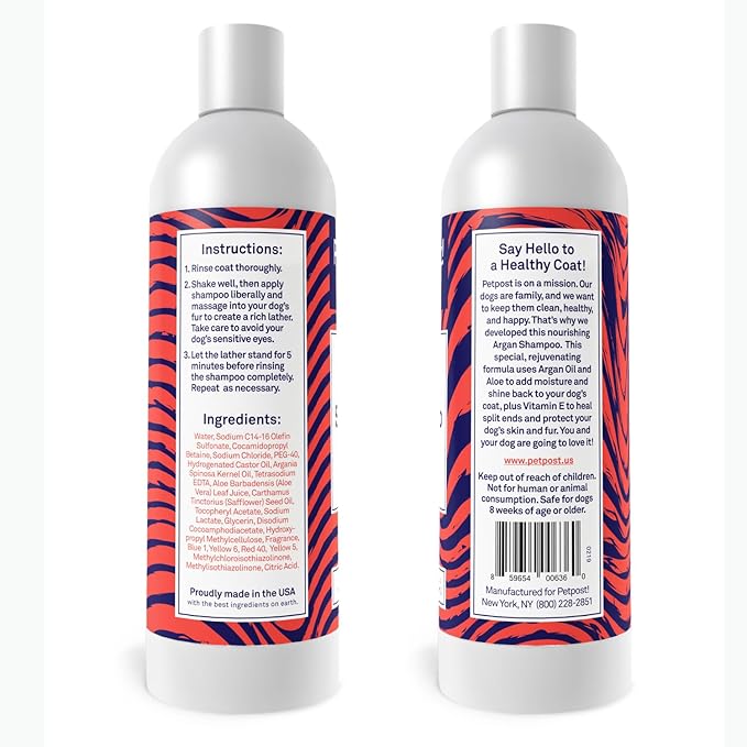 Petpost | Argan Shampoo for Dogs - Naturally Heals, Protects, & Rejuvenates Dog Dry Skin & Coat - Argan Oil and Aloe Formula 16 oz.