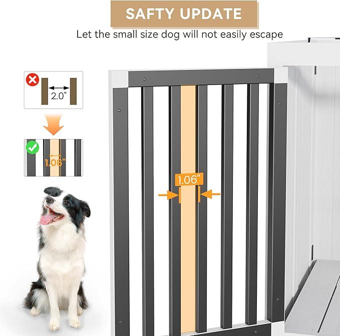 33in Furniture Dog Crate, Large/Medium Dog Crate End Table, Solid Wood Portable Foldable Indoor, No Assembly Needed (White and Blue)