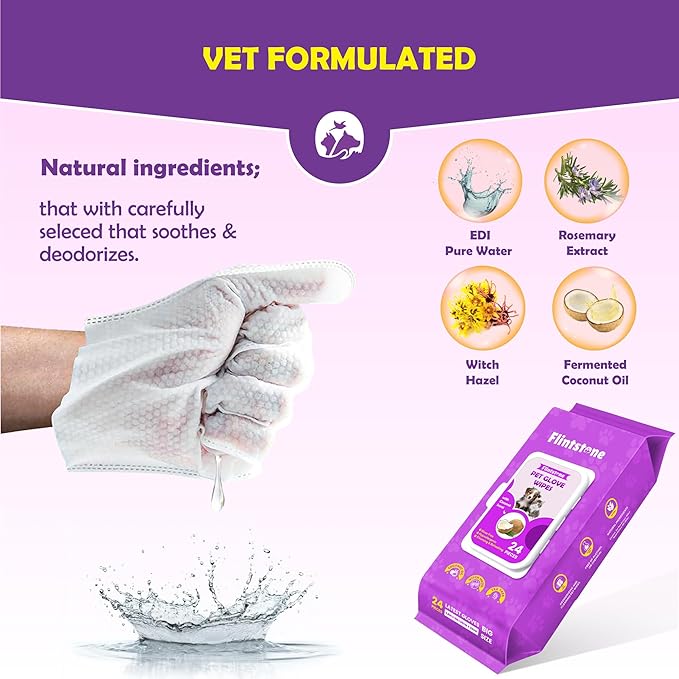 Flintstone Dog Wipes Cleaning Deodorizing - Hypoallergenic Cat Wipes - Extra Thick Wet Dog Wipes for Paws and Butt - Daily Care & Travel Pet Wipes - Latest Pet Wipes for Dogs, Puppy & Cats  24pcs