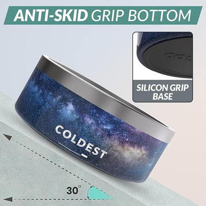 Coldest Dog Bowl - Anti Rust Metal, Non Slip, 3 Layers Insulated Stainless Steel Dog Bowls - Spill Proof & Heavy Duty - Water Bowl for Dogs, Cats & Pets, Dish Washer Safe (100 oz, Into The Beyond)