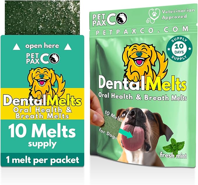 Bad Breath Oral Support for Dogs 5 in 1 – 10 Oral Melts – Natural Sage, Spirulina, Apple Cider Vinegar – Dog Dental Care Products & Breath Freshener – Fast Dissolving Dog Breath Treats