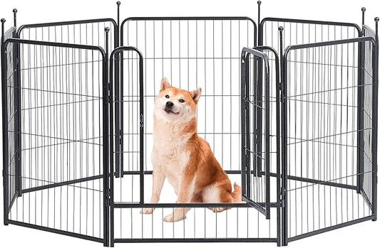 Dog Playpen, Dog Fences for The Yard, Portable Outdoor Dog Playpen for Large/Medium/Small Dogs, Foldable Metal Dog playpen, with Doors (32 Panels, 32")