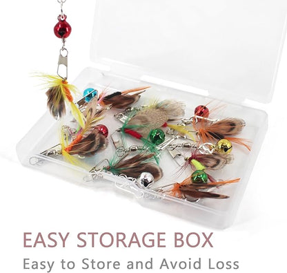 SONGWAY Mini Cat Wand Toy Replacement - 10 Pieces Insect Worm Cat Toys Attachments, Cat Feather Toy Refills